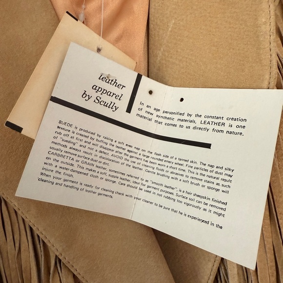 Real Leather Vintage Scully Camel Fringe Jacket - Picture 6 of 6